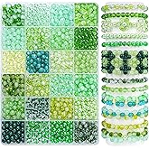 1200PCS St Patricks Day Glass Beads for Bracelets, 24 Colors 6mm Green Crystal Beads Bracelets Making Kit and Jewelry Making, DIY Shamrock Decorations, Crafts St. Patrick’s Day Party Accessories