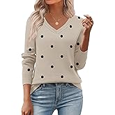 Zeagoo Women's 2026 Fall V Neck Sweater Trendy Long Sleeve Casual Lightweight Ribbed Knit Pullover Tops