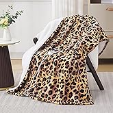 PTQ Heated Throw Blanket 50"x60", Electric Blanket with 6 Heat Settings & 1-12H Timer, Cozy Soft Flannel Sherpa, Machine Washable, Warm Gift for Women, Leopard