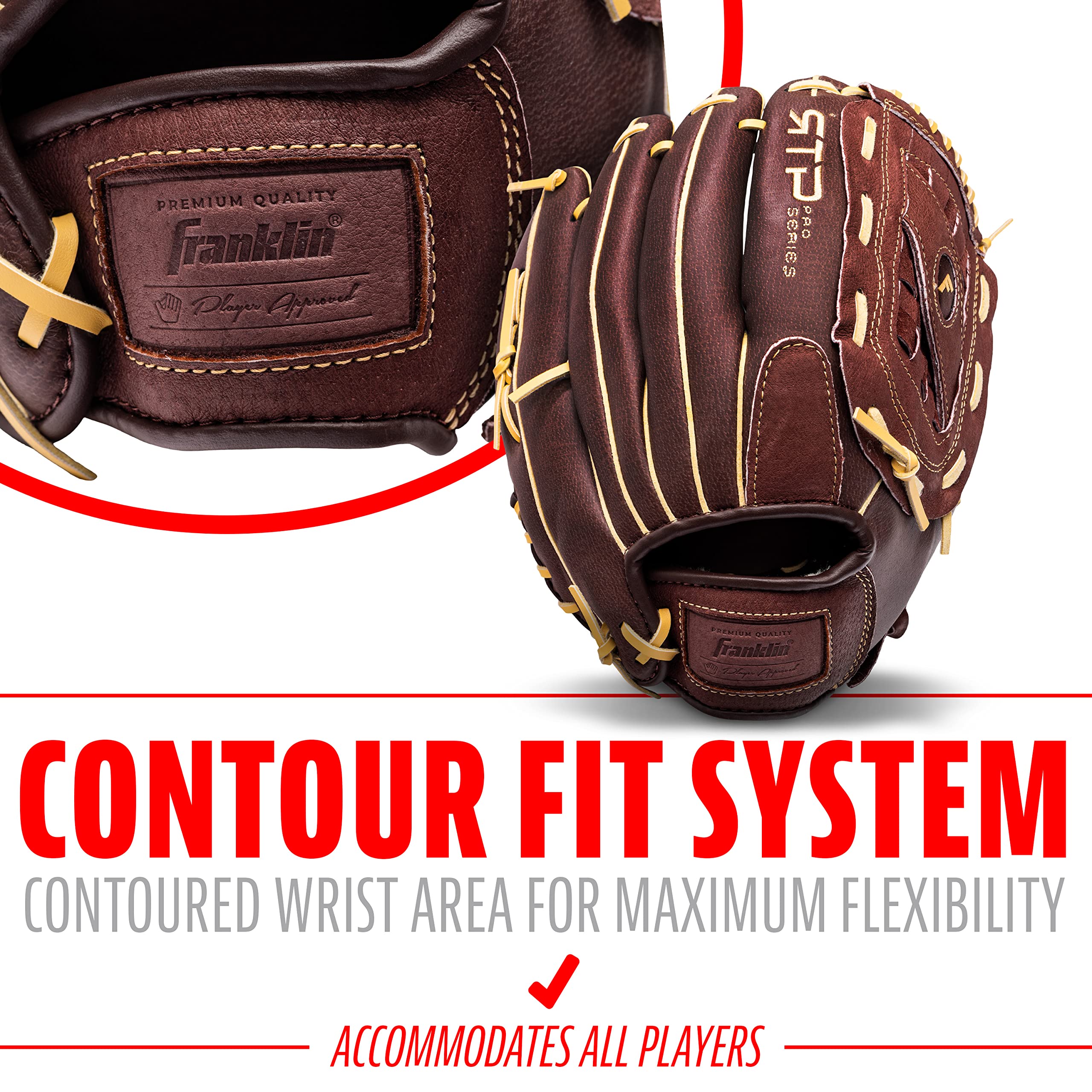 Franklin Sports RTP Pro Baseball Glove - Adult + Youth Fielding Mitt - Righty - Camel