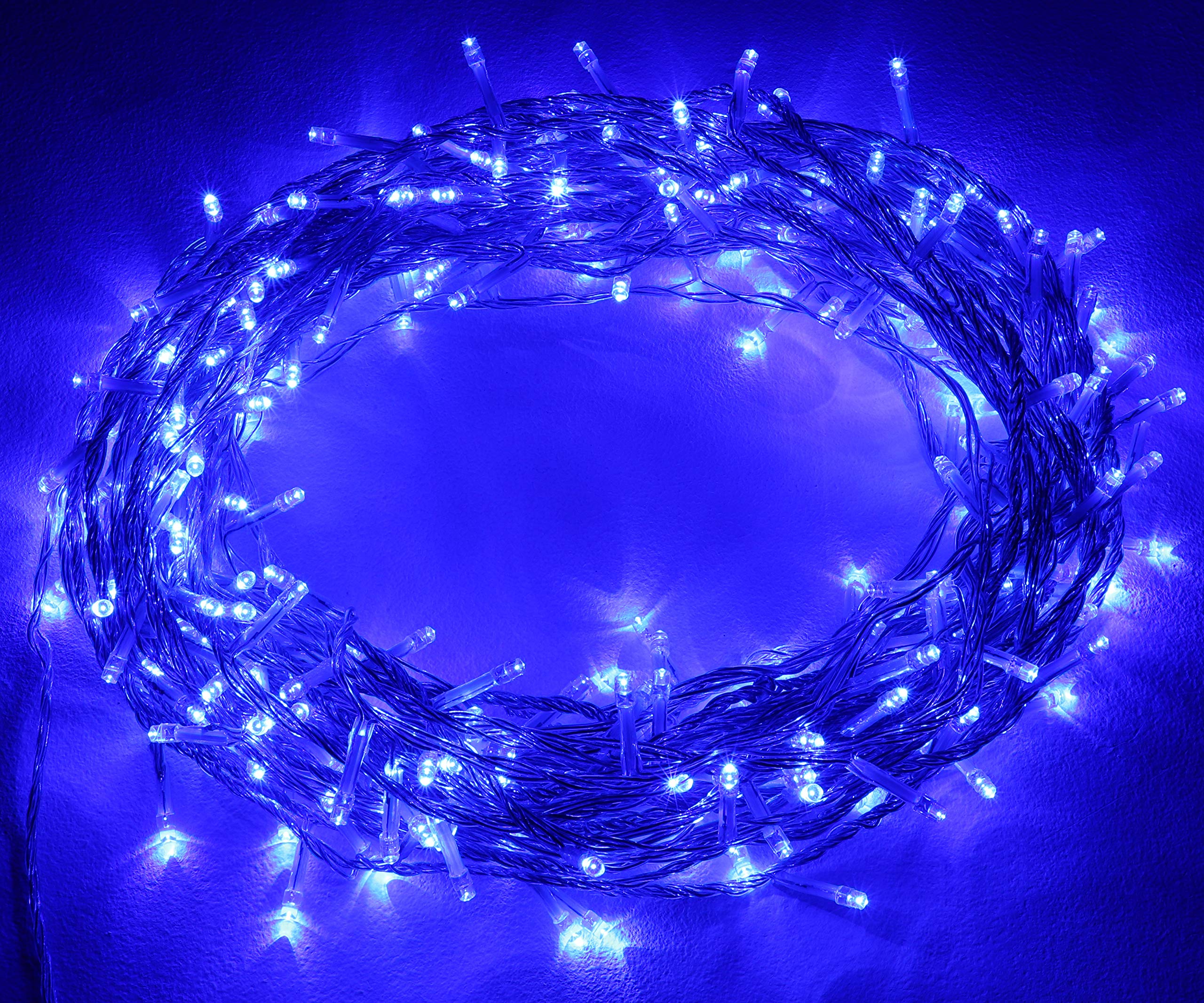 Christmas Concepts® 300 LED Chasing Lights with Transparent Cable - 25.9m (85ft) Lit Length- Christmas Lights (Blue)