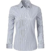 Ruisin Super Soft Wrinkle Free Button Down Shirts for Women Solid Long Sleeve Striped Formal Work Dress Blouses Tops
