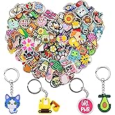 Bulk Keychains 100/200pcs Random Different Keychain Lot Lovely Cool Key Chains for Student Prize Birthday Gift Party Favor