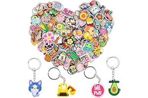 PAPACHARMS Bulk Keychains 100/200pcs Random Different Keychain Lot Lovely Cool Key Chains for Student Prize Birthday Gift Party Favor