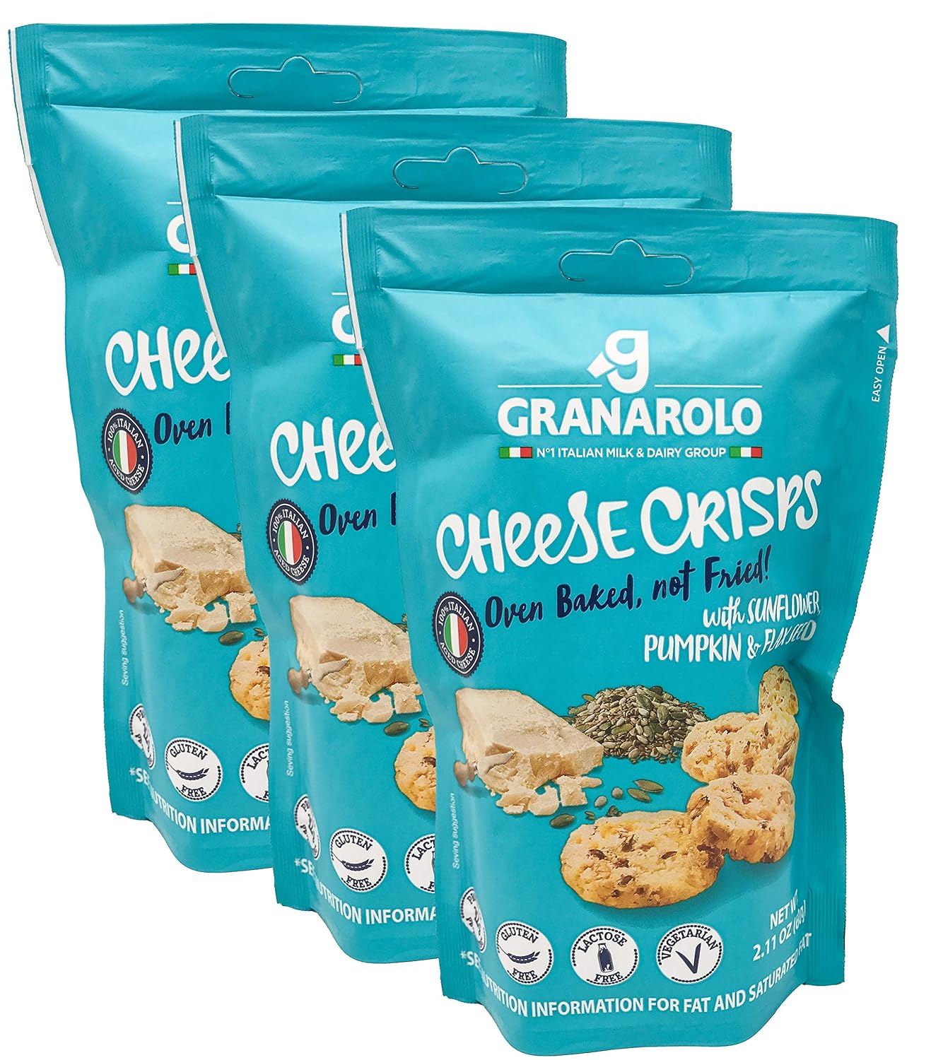 Granarolo Italian Cheese Crisps with Sunflower, Pumpkin, and Flax Seeds