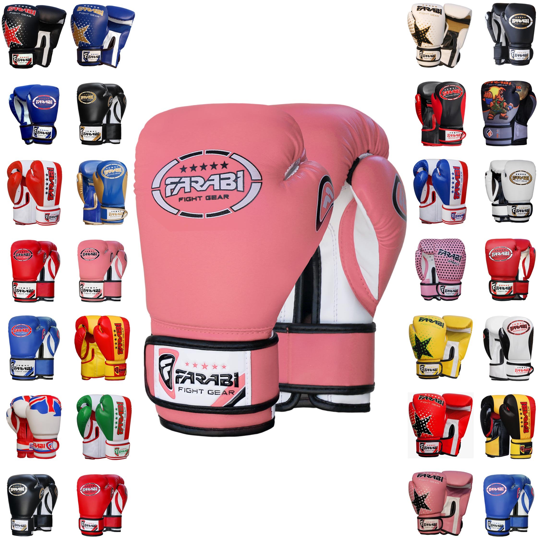 Farabi Boxing Gloves Kids Junior Muay Thai Kick Boxing Training MMA Punching Bag (Pink, 8-oz)