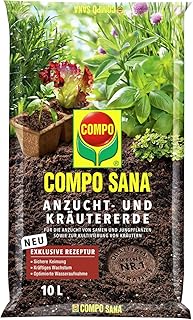COMPO SANA Anzucht- und Kräutererde mit 6 Wochen Dünger für alle Jung- und Kräuterpflanzen, Kultursubstrat, 10 Liter