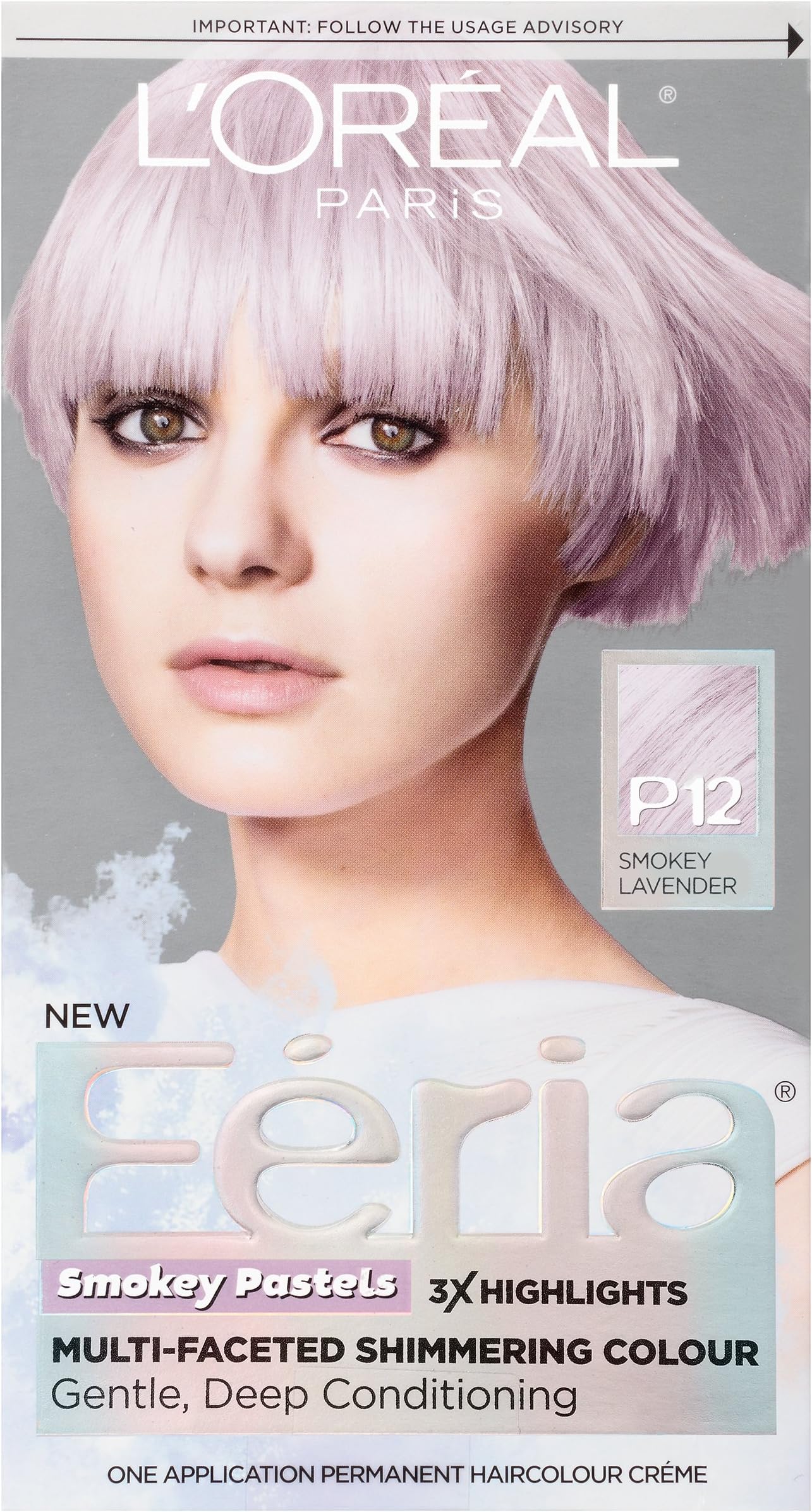 L'Oréal Paris Feria Pastels Hair Color, P12 Lavender Dusk (Smokey Lavender)