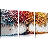WDHCG Tree Canvas Wall Art for Living Room - Colorful Wall Decor for Bedroom Teen Girl - Modern 3 Piece Wall Art for Office Size 12