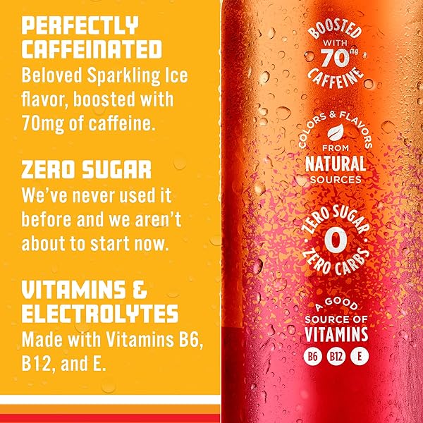 SPARKLING ICE CAFFEINE, STRAWBERRY CITRUS SPARKLING WATER WITH CAFFEINE, ZERO SUGAR, WITH ANTIOXIDANTS AND VITAMINS,16 FL OZ CAN (PACK OF 12)