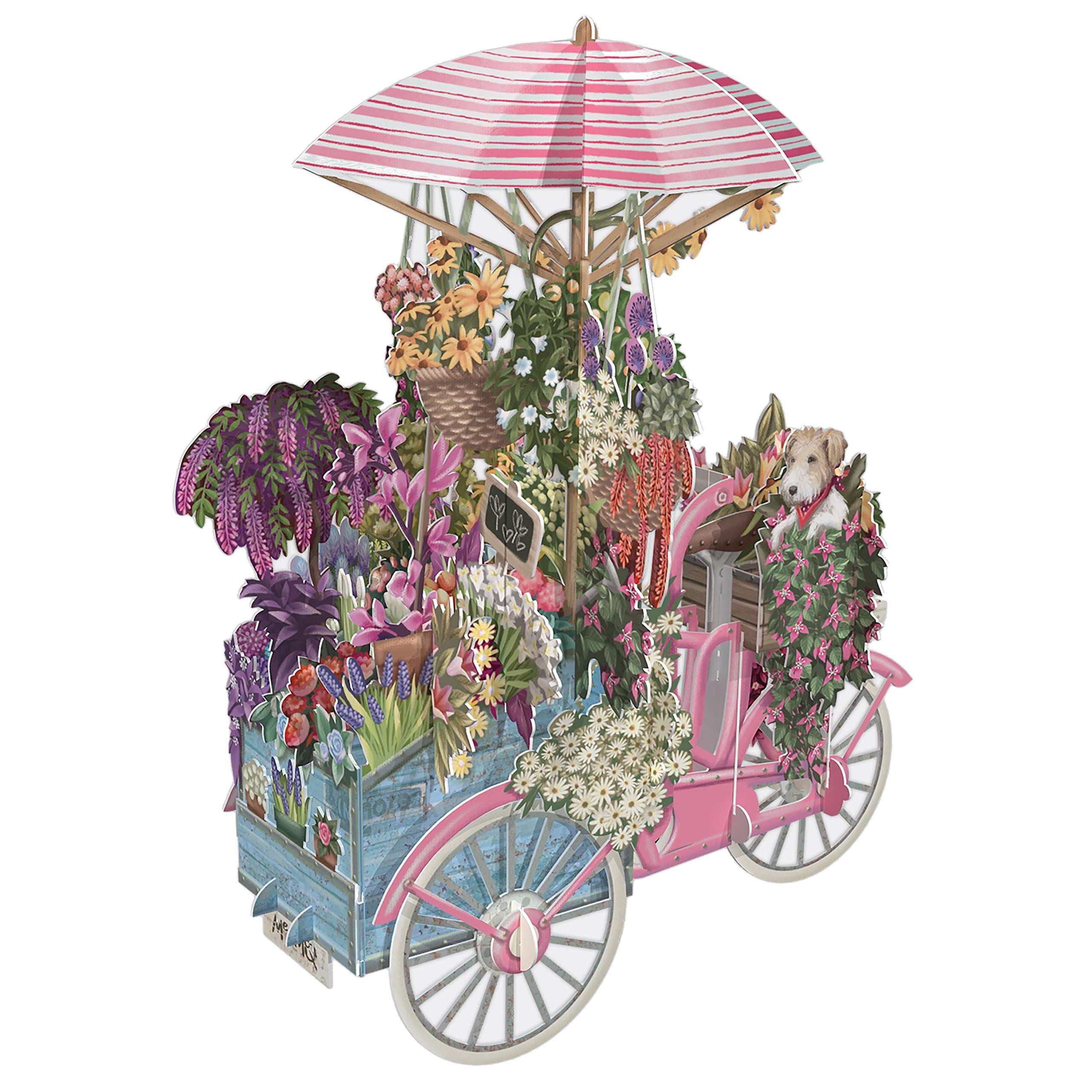 Flower Seller's Bicycle - 3D Pop Up Birthday Greeting Card