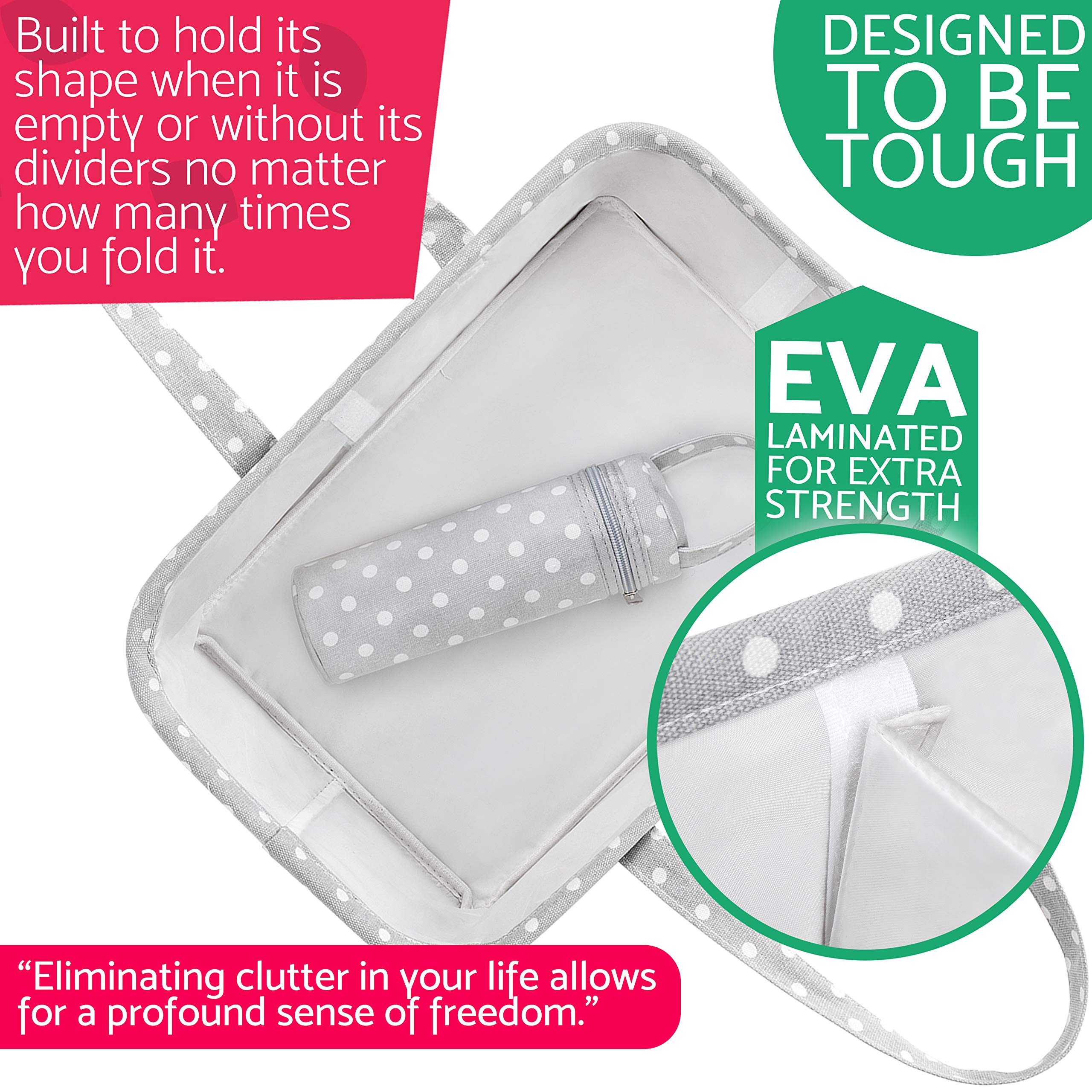 Baby Diaper Caddy Organizer Changing Table Nursery Basket | Premium Cotton Canvas Large Storage Bin | Sweet Carling\'s Portable Tote Bag For Diapers and More | Shower Registry For Boys and Girls