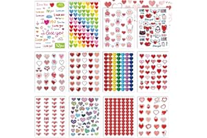 kortes Valentines Day Stickers, 544Pcs Valentines Heart Stickers, Love Decorative Sticker (12 Sheets), Pack 02
