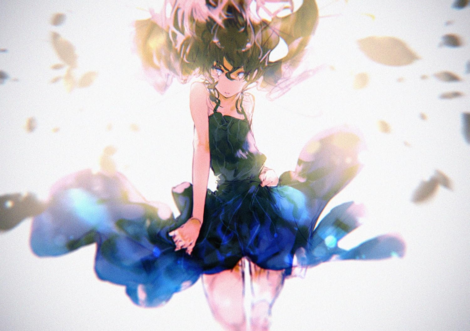 Posterhub Anime Original Girl Long Hair Blue Dress Brown Hair Blue