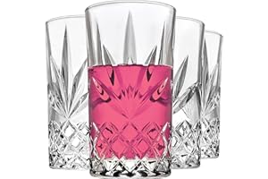 Godinger Highball Glasses, Tall Drinking Glasses, Cocktail Glasses, Glass Cups for Water, Juice, Liquor, Beer or Wine - Set of 4, Shannon Crystal, 12oz