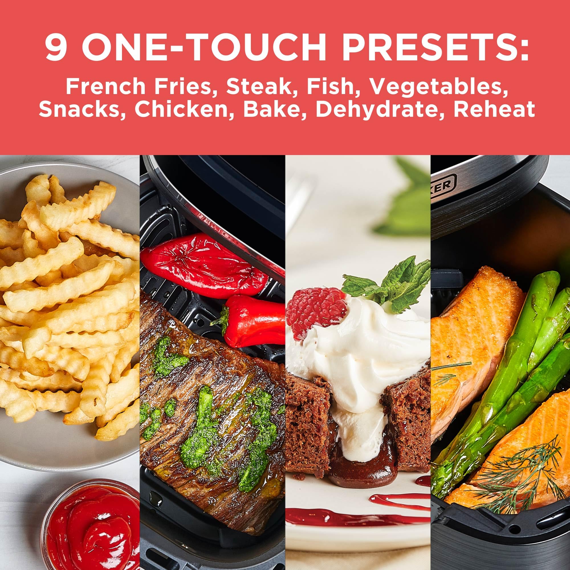 Freidora de aire BLACK+DECKER Purifry de 2 cuartos de galón, sabor crujiente y frito sin grasa, además de hornear, deshidratar y mantener los alimentos calientes, pantalla táctil digital y apagado automático