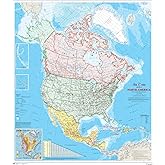 North America Wall Map - Atlas of Canada - 34" x 39" Laminated