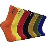 HaloYIYI 7 Pack Men's Colorful Breathable Solid Crew Dress Socks 7 Days of the Week