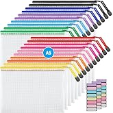 JARLINK A5 Mesh Zipper Pouches, 6x9inch Pencil Pouches for School, 20 Pack | 10 Colors Mesh Zipper Pouches, Waterproof Zipper