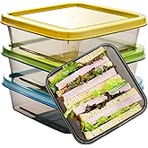 Youngever 3 Pack Sandwich Containers for Lunch Box, Reusable Food Storage Containers, Meal Prep Containers (Single Sandwich 20 Ounce)