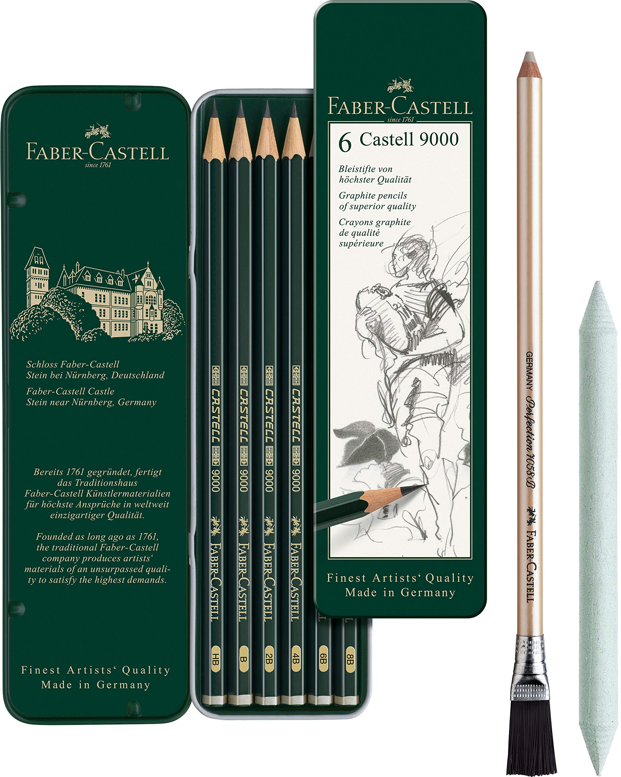 Faber-Castell Castell 9000 119063 Pencil Case of 6 (Art Set)