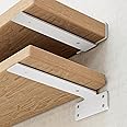 Shelf Brackets, Heavy Duty Floating Shelf Brackets 8-Inch Long, 6-Pack Brackets for Shelves, Matte White L Hidden Metal Wall Shelf Support Shelving Brackets, 1/5-Inch Thick 160 lb. Load Capacity