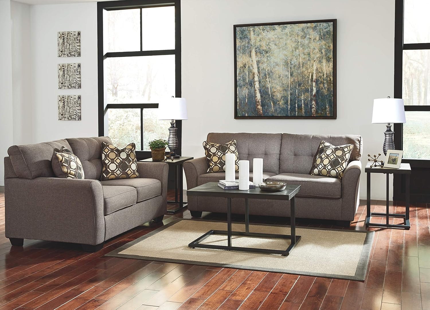 Signature Design by Ashley - Airdon Contemporary 3-Piece Table Set - Includes Coffee Table & 2 End Tables, Bronze Finish: Furniture & Decor