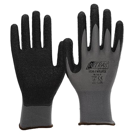 NITRAS Nylotex 3520 Nylon-Latexhandschuhe Arbeitshandschuhe 12 PAAR Gr. 9
