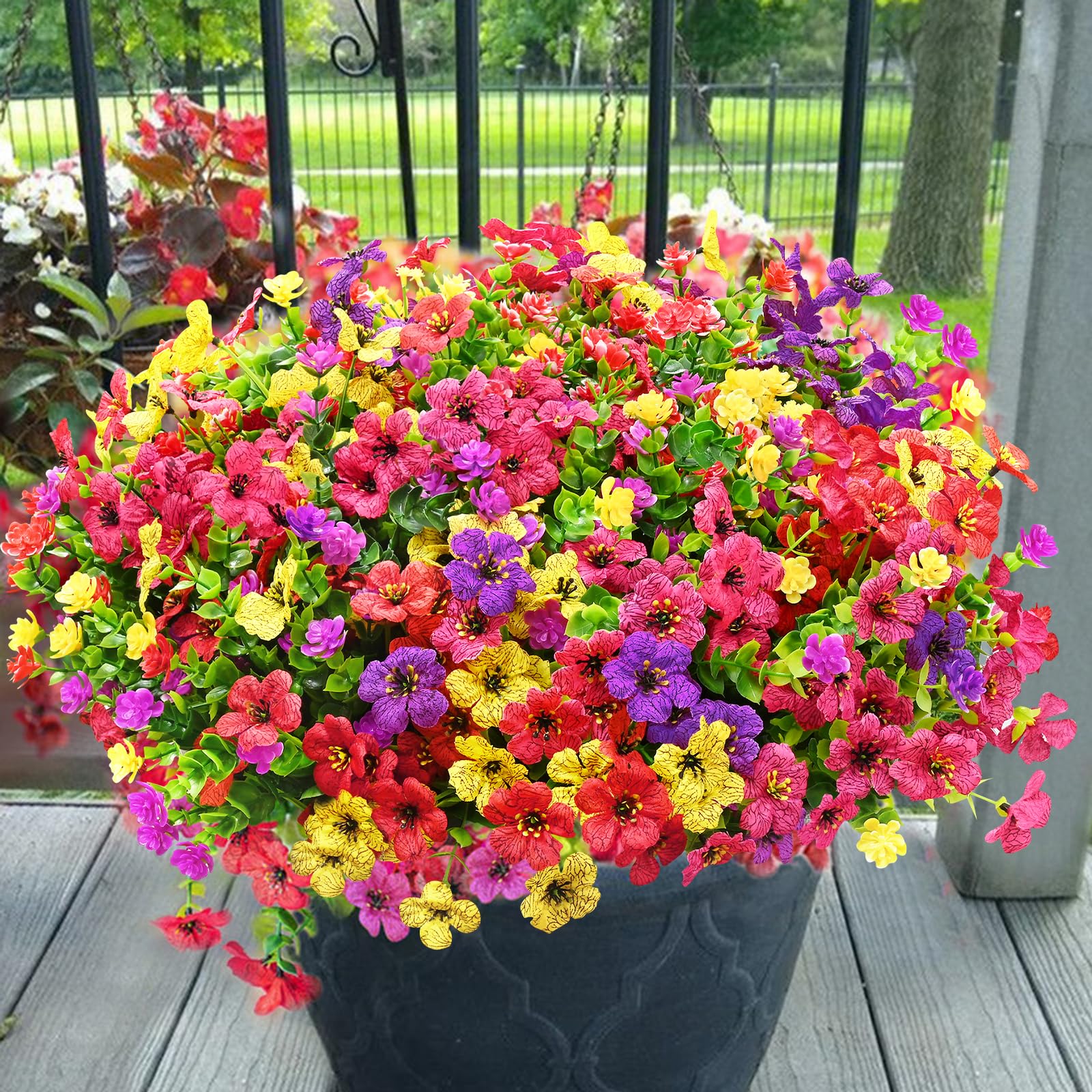 Yastouay Artificial Flowers for Outdoors, 36 Bundles UV Resistant Artificial Outdoor Flowers, Realistic Fake Outdoor Flowers Plant Faux Flowers for Outdoor Planters Front Porch Patio Window Box Image