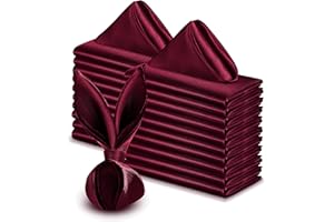 VACVELT 50 Pack Burgundy Satin Napkins 20x20 Inch Wedding Napkins Bulk, Decorative Elegant Dinner Napkins Square Table Napkins Decor, Silky Satin Cloth Napkins for Restaurant Banquet Graduation Party