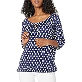 Star Vixen Women's Plus-Size Peasant Top with Elastic Hem