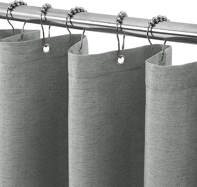 Waterproof Narrow Shower Curtain 92x182cm Grey Linen Fabric