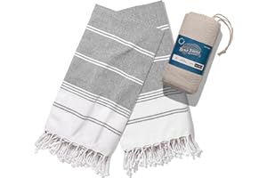 TEXAS LINEN CO. Quick Dry Beach Towel - Turkish Cotton Beach Towels 2 Pack - 39" x 71" Sand Proof Beach Towels, Oversized Beach Towels for Adults, Large, Thin, Lightweight Bath Pool Swim Towel - Black