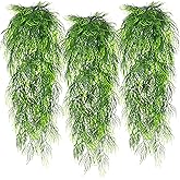 RAINFLOW 3PCS Artificial Plants Indoor Realistic Fake Hanging Plants with 45 Greenery Branches, Fake Ferns for Shelf Office Shower Boho Wall Balcony Outdoor Wedding Bedroom Decor (Fishtail Fern)