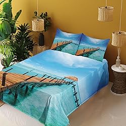 Ambesonne Tropical Sheet Set, Exotic Hawaiian