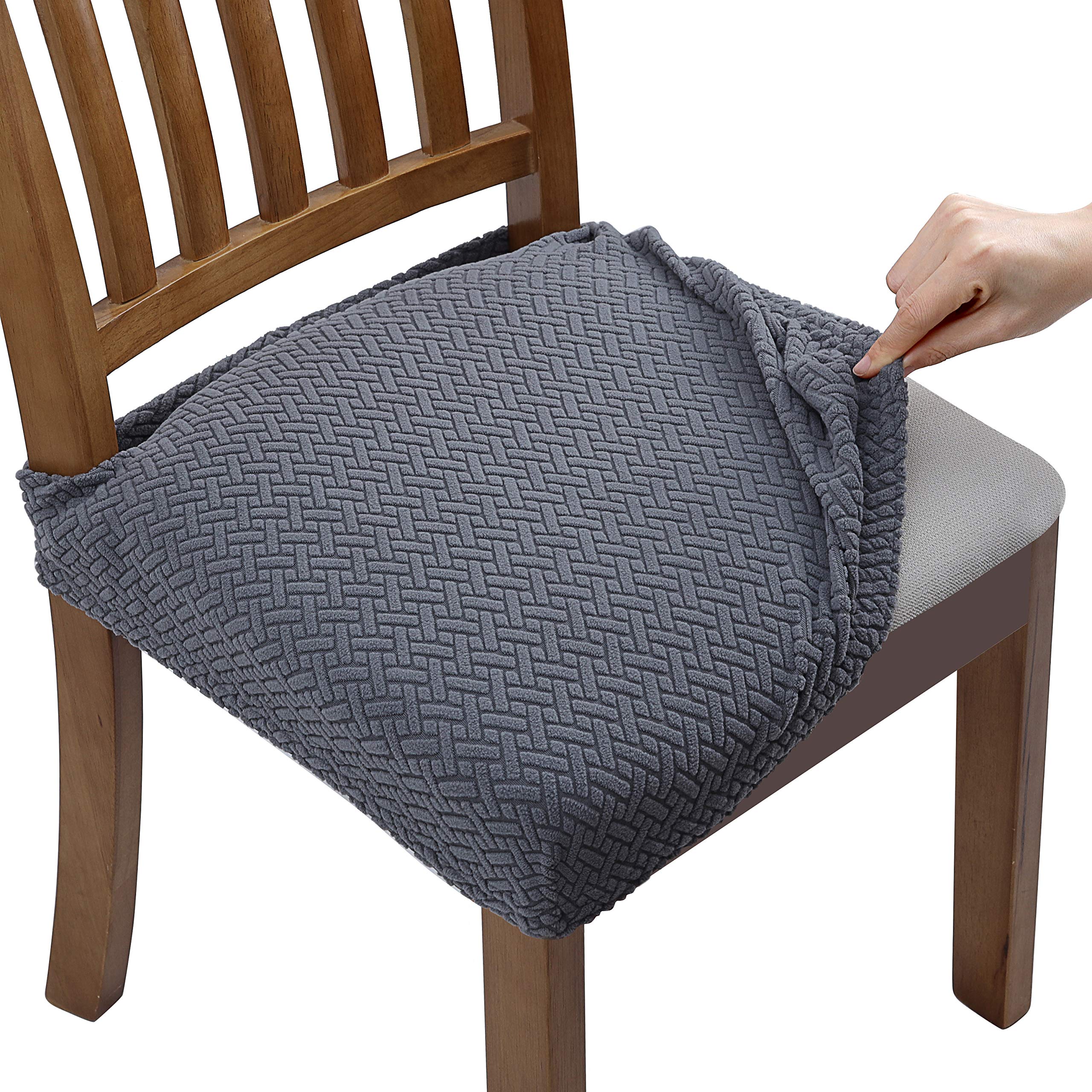 Fuloon Super Fit Stretch Dining Chair Covers, Spandex Lattice Jacquard Removable Washable Chair Slipcovers for Hotel Dining Room Ceremony Banquet Wedding Party Décor — image 1