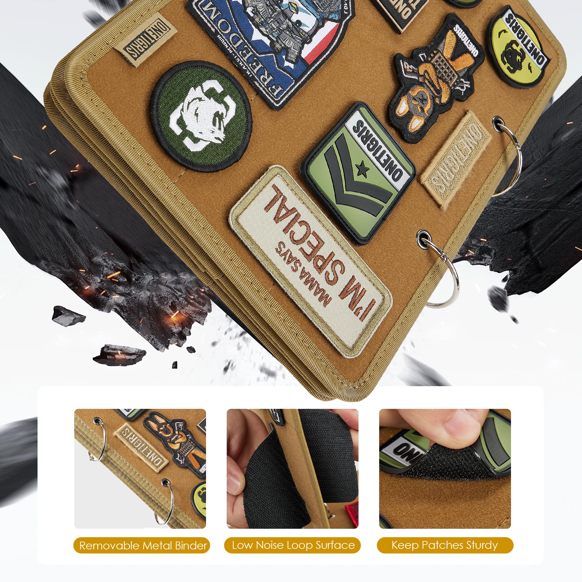 Patch Display Binder For Hook & Loop Patches | 3-Ring Patch Organizer With 5 Display Panels