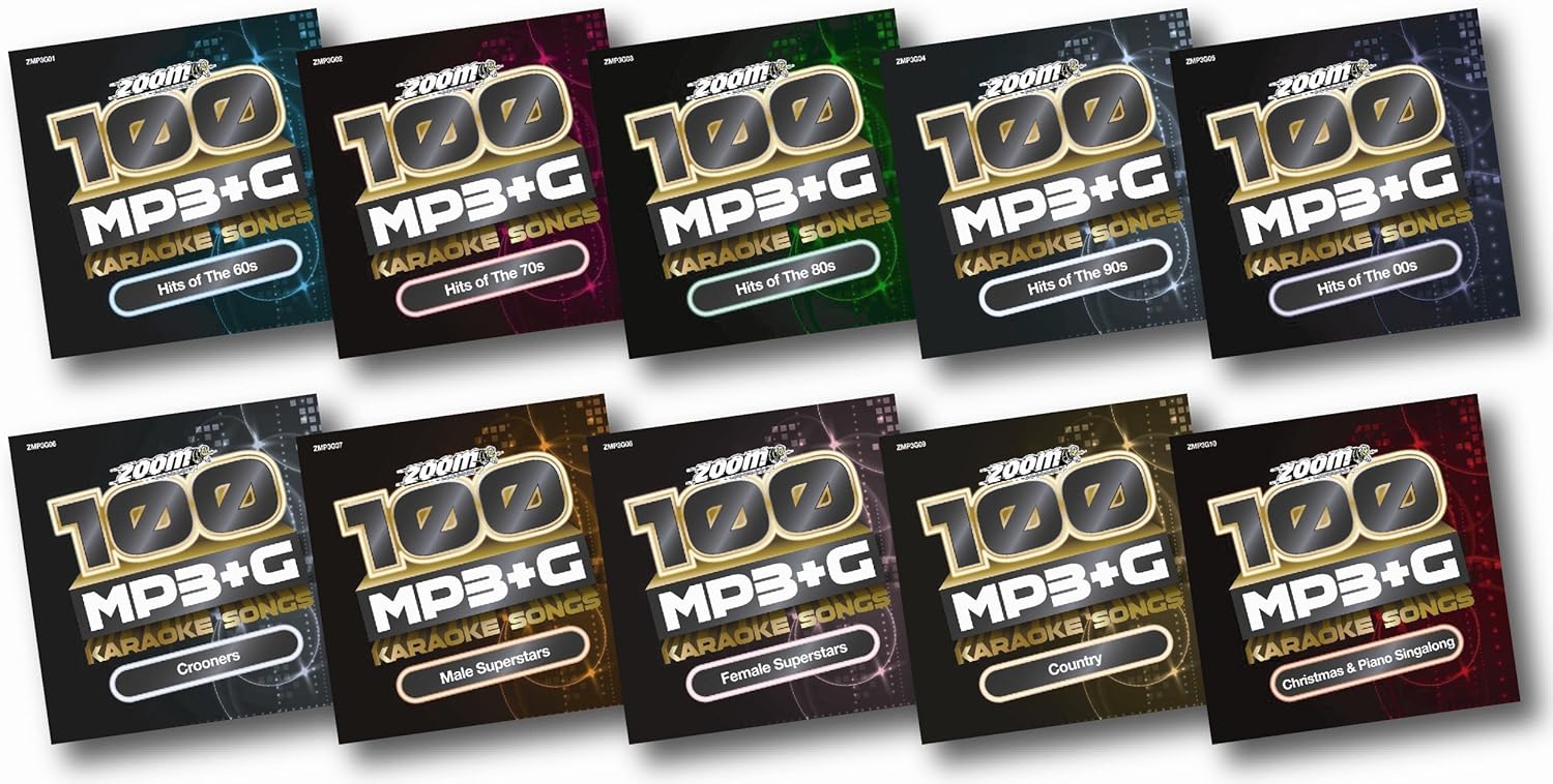 Zoom Karaoke MP3+G Disc Set 1 1000 Karaoke Songs 10 Discs (No