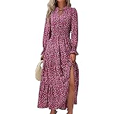 PRETTYGARDEN Women's Floral Maxi Dress 2026 Fall Long Sleeve V Neck A Line Long Flowy Spring Party Boho Dresses
