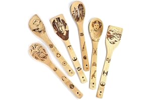 Riveira Star War Gifts Home Decor Wooden Spoons For Cooking Utensils Set 6-piece Starwars Gifts Kitchen Utensils Spatulas For Nonstick Cookware Gift House Warming Presents Fun Finds For Men And Women