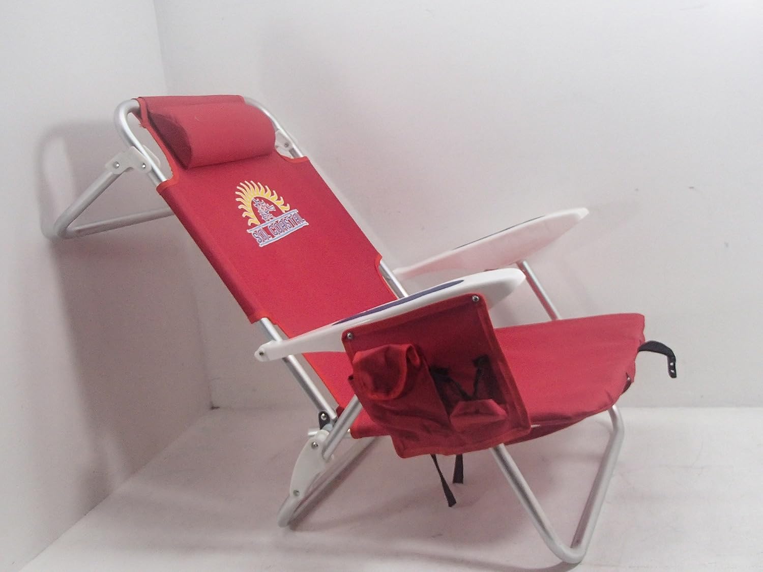 Sol Coastal 4Position Lay Flat Beach Chair with Carry Straps and