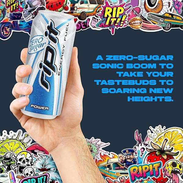 RIP-IT ENERGY DRINK | POWER ZERO SUGAR | SHARP CITRUS FLAVOR | 12-PACK (16OZ CANS) | 160MG CAFFEINE | SUGAR FREE | NO CRASH | HARDCORE ENERGY THAT RIPS!