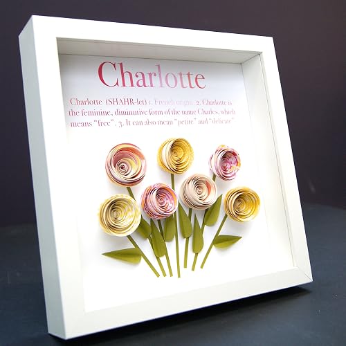 Personalized Name Origin And Meaning Paper Origami Roses Shadowbox