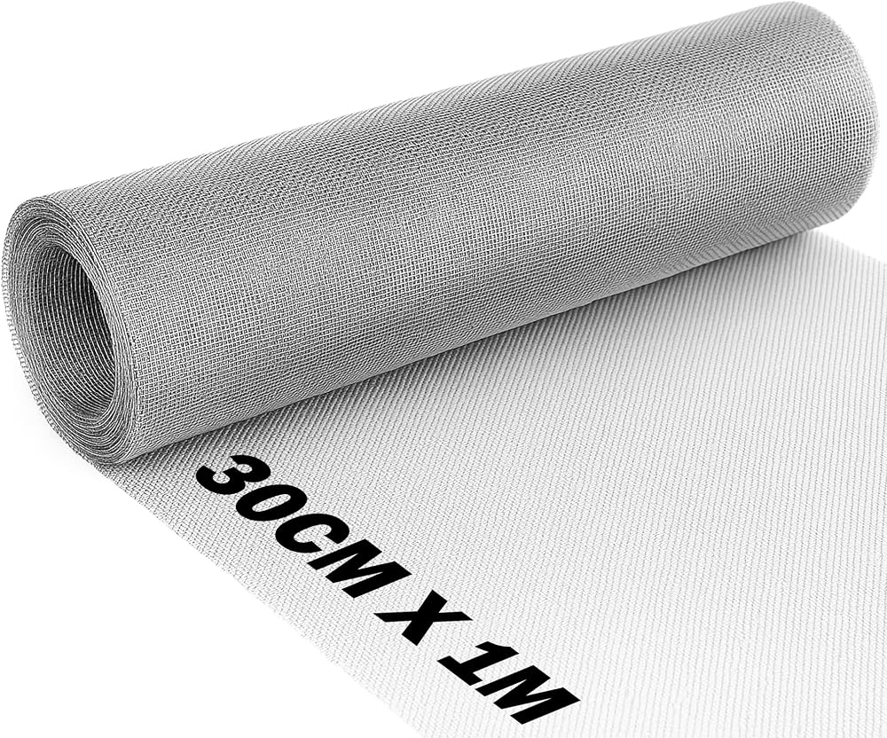 BLOSTM 304 Stainless Steel Wire Mesh Roll 30cm x 1m Rustproof 1mm Openings