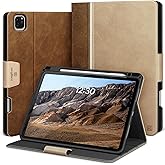 KingBlanc Case for iPad Pro 11-inch 4th/3rd/2nd Generation (2022/2021/2020) with Pencil Holder, Vegan Leather Bicolor Stand Cover, Auto Sleep Wake, Apple Pencil 2. Charging, Multi-Angle Viewing, Beige