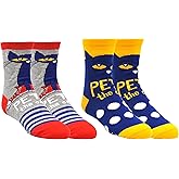 Everything Legwear Pete the Cat Socks (Youth) (2 Pair) - Girls & Boys Crew Socks - Fits Shoe Size: 9-3 (Kids)
