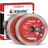 EZARC 4-1/2 Inch Turbo Diamond Blade, 7/8"-20mm-5/8 Arbor, 2-Pack | Saw Blades for Angle Grinder, Fast Cuts, Reduced Debris and Vibration, for Concrete Granite Marble Brick Stone, Wet or Dry