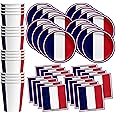 France French Flag Birthday Party Supplies Set Plates Napkins Cups Tableware Kit for 16