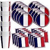 France French Flag Birthday Party Supplies Set Plates Napkins Cups Tableware Kit for 16