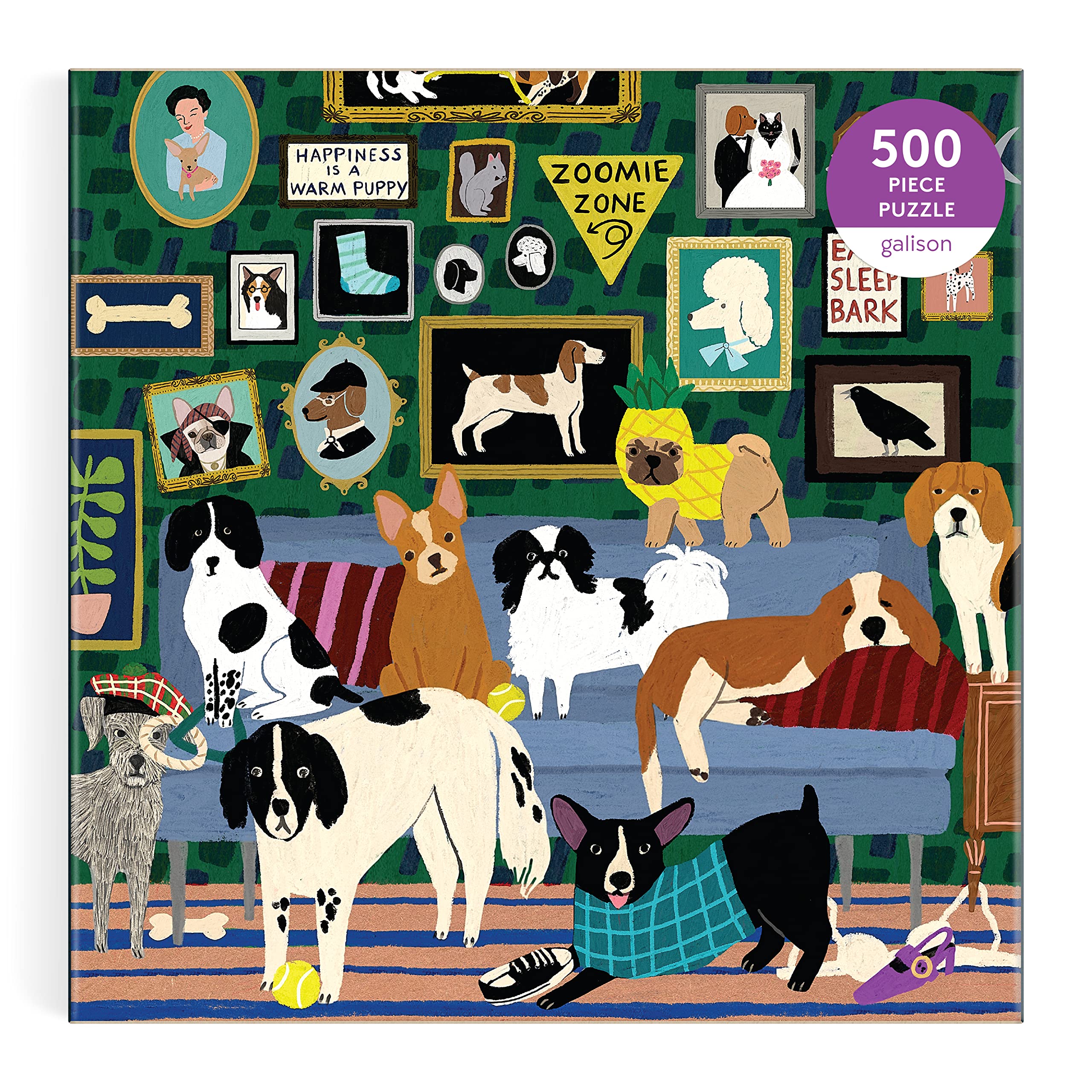 Galison Lounge Dogs – 500 Piece Puzzle Fun and Challenging Activity with Bright and Bold Artwork of Dogs Lounging Around for Adults and Families
